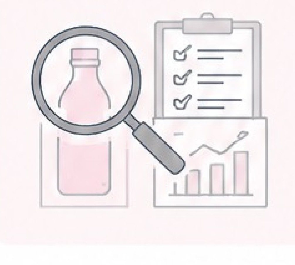 製品を分析し品質を確認するイラスト