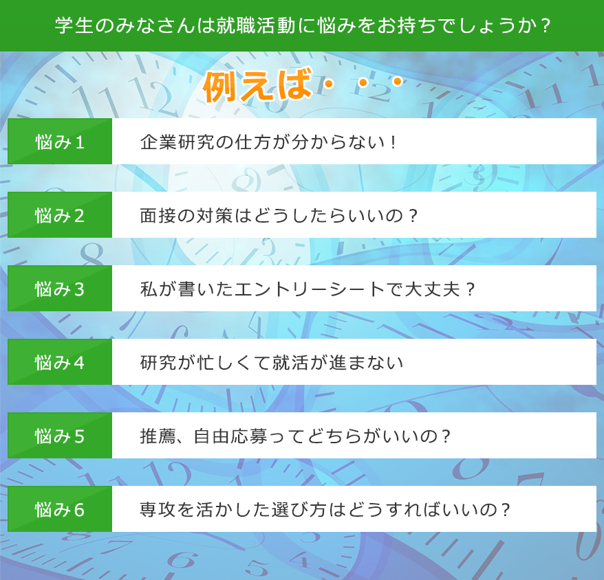 学生のみなさんは就職活動に悩みをお持ちでしょうか？